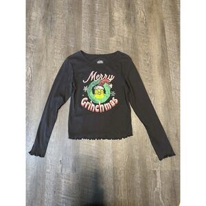 Dr Seuss The Grinch Top Women's Merry Grinchmas Long Sleeves Ruffled M‎ Medium